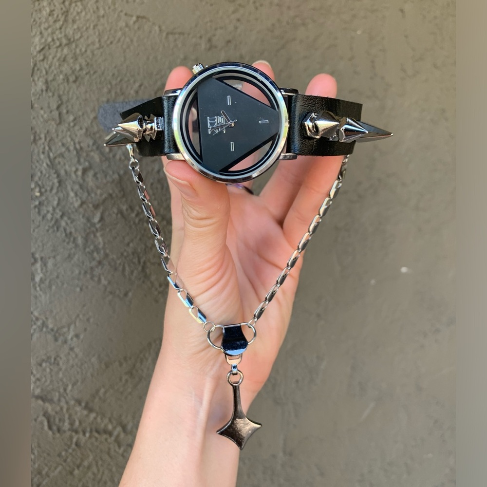 Watch choker /  leather buckle  with spikes